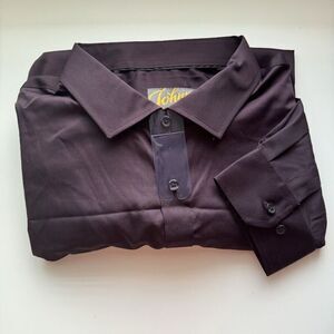 Johnny Bigg Shirt 1XL Button Hamilton Stretch Maroon Long Sleeve Office Dress